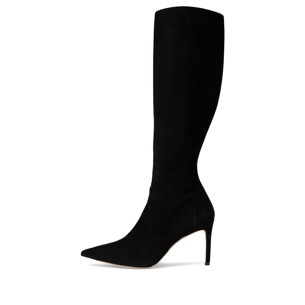 Stuart Weitzman Black Suede Pointed-Toe Knee-High Stiletto Boots 7.5